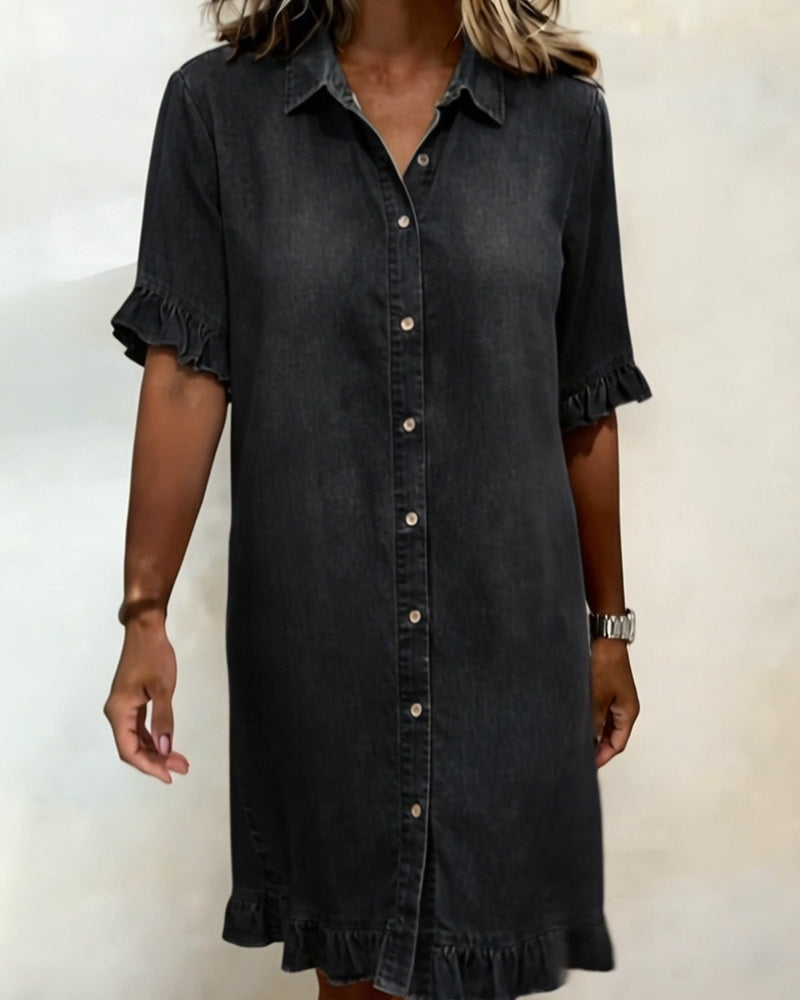 Josefina | Vestido de denim cómodo con fruncido favorecedor