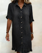 Josefina | Vestido de denim cómodo con fruncido favorecedor