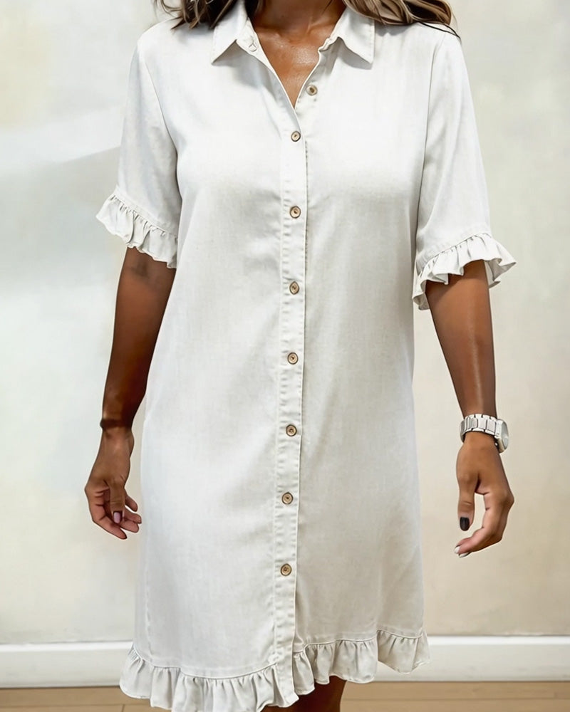 Josefina | Vestido de denim cómodo con fruncido favorecedor