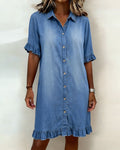Josefina | Vestido de denim cómodo con fruncido favorecedor