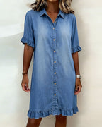 Josefina | Vestido de denim cómodo con fruncido favorecedor