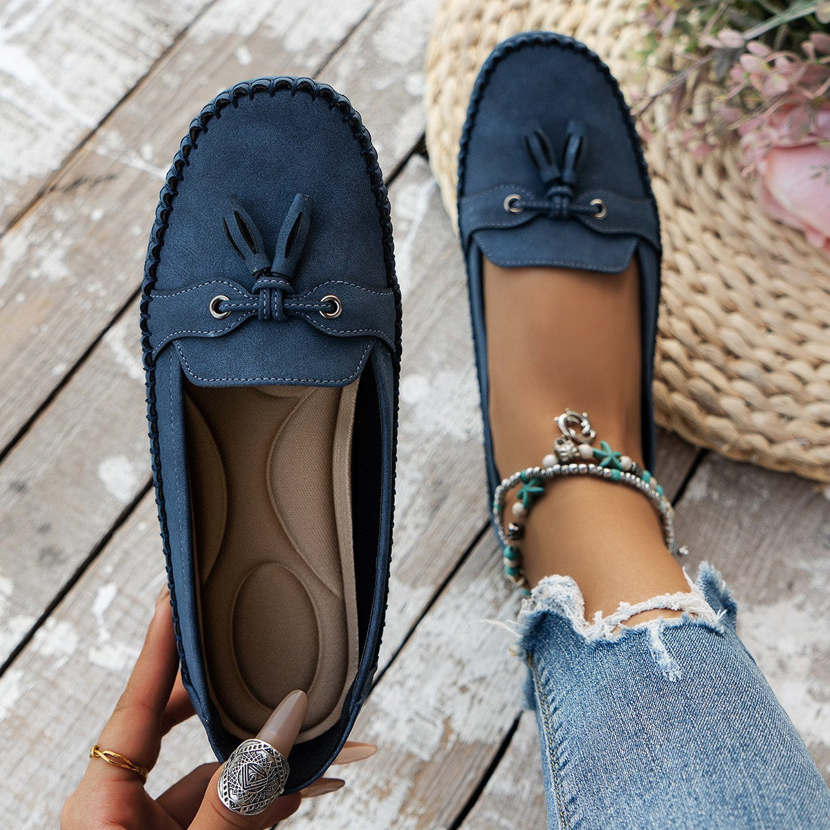 Julia - Mocasines de punta redonda para mujer