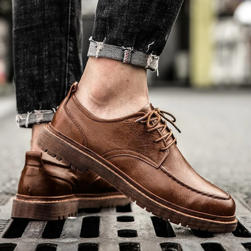 CARLOS - Zapatos de cuero genuino de corte bajo