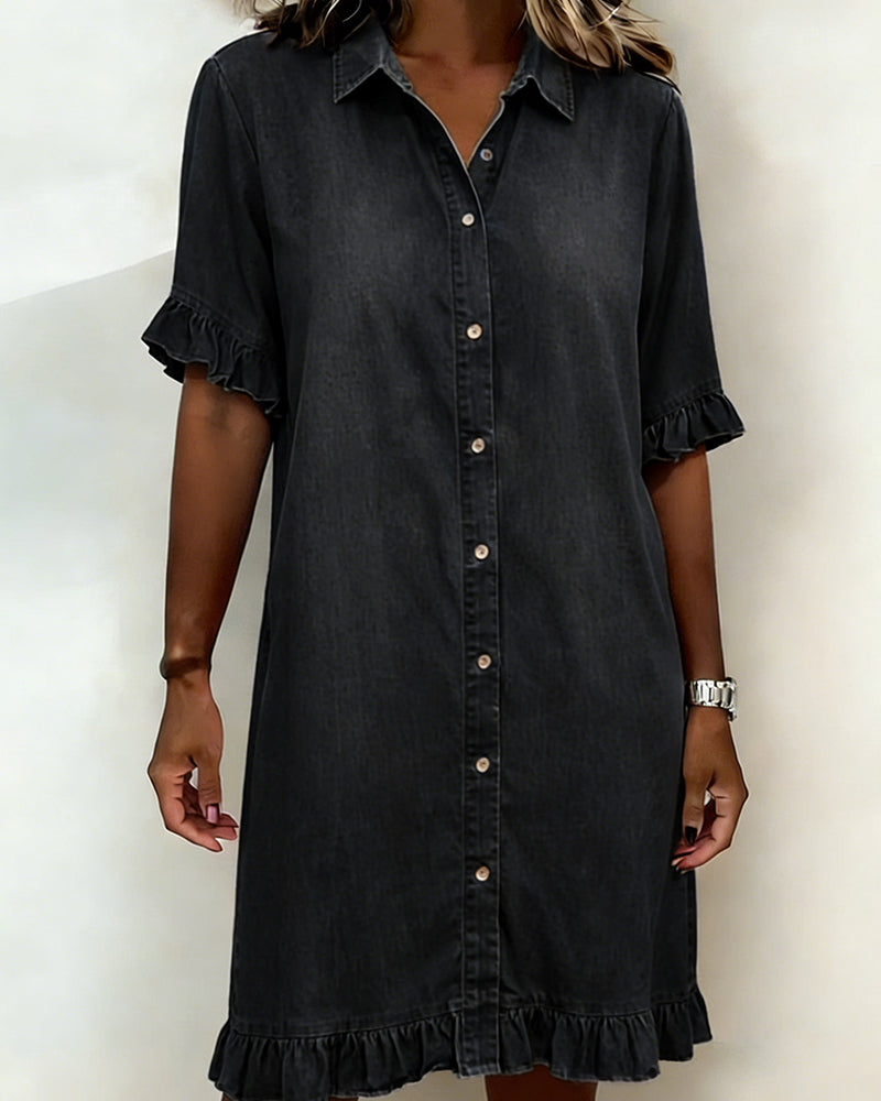 Josefina | Vestido de denim cómodo con fruncido favorecedor
