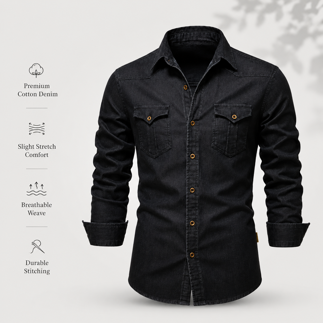 Camisa vaquera de algodón AdaptiveFit: Confeccionada para hombre