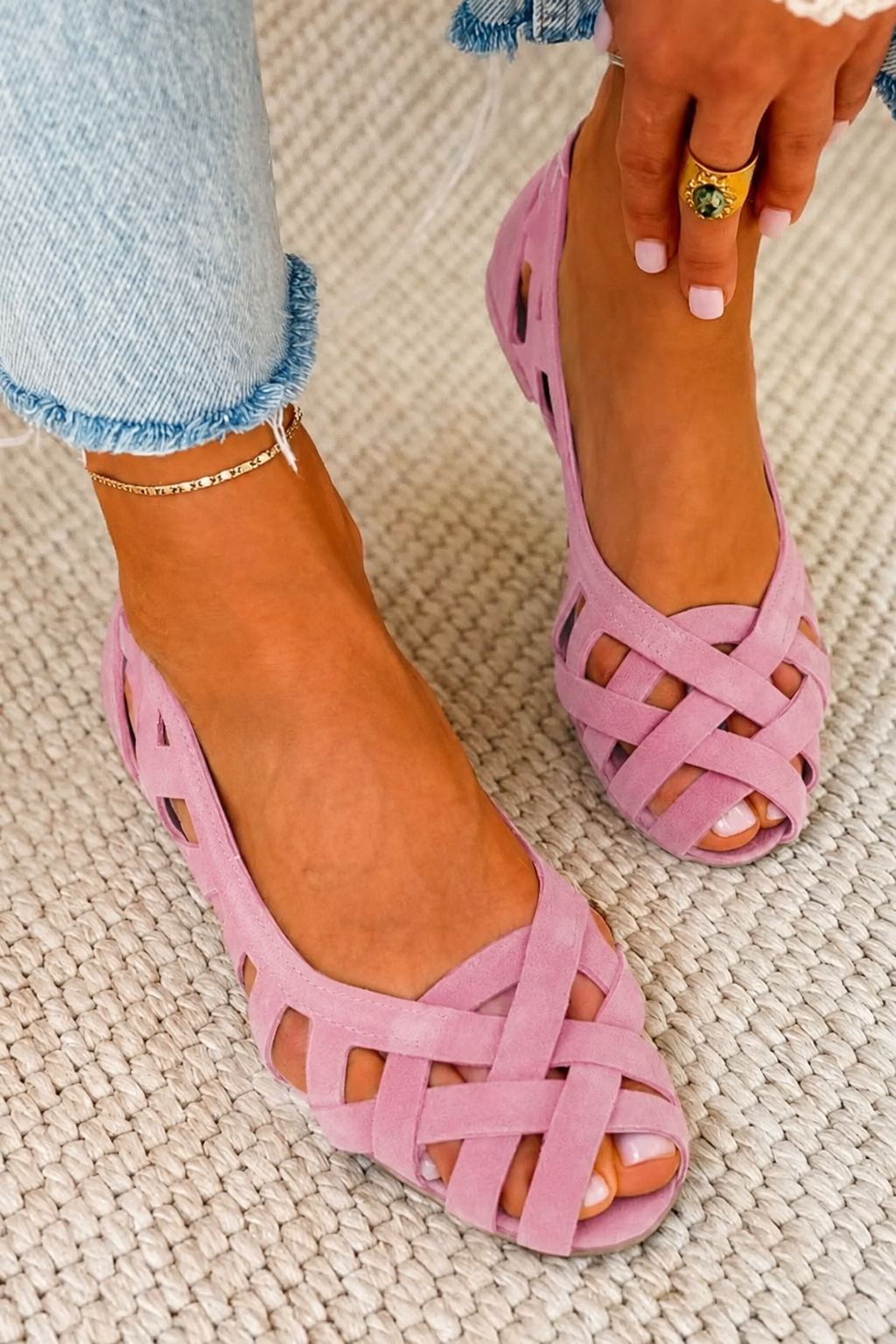 Zara - Sandalias planas de puntera abierta y tejido entrecruzado