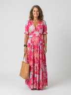 Lara | Vestido midi sin mangas con escote en V y estampado floral