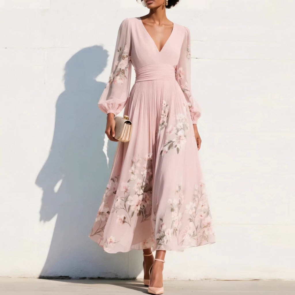 Serafina – vestido plisado con escote en V