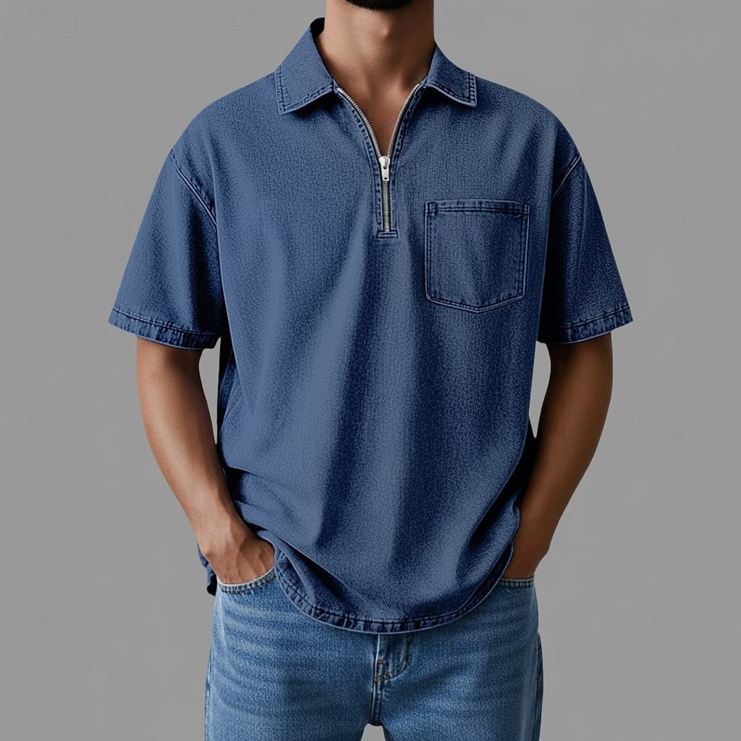 Denton Camisa de denim con cremallera