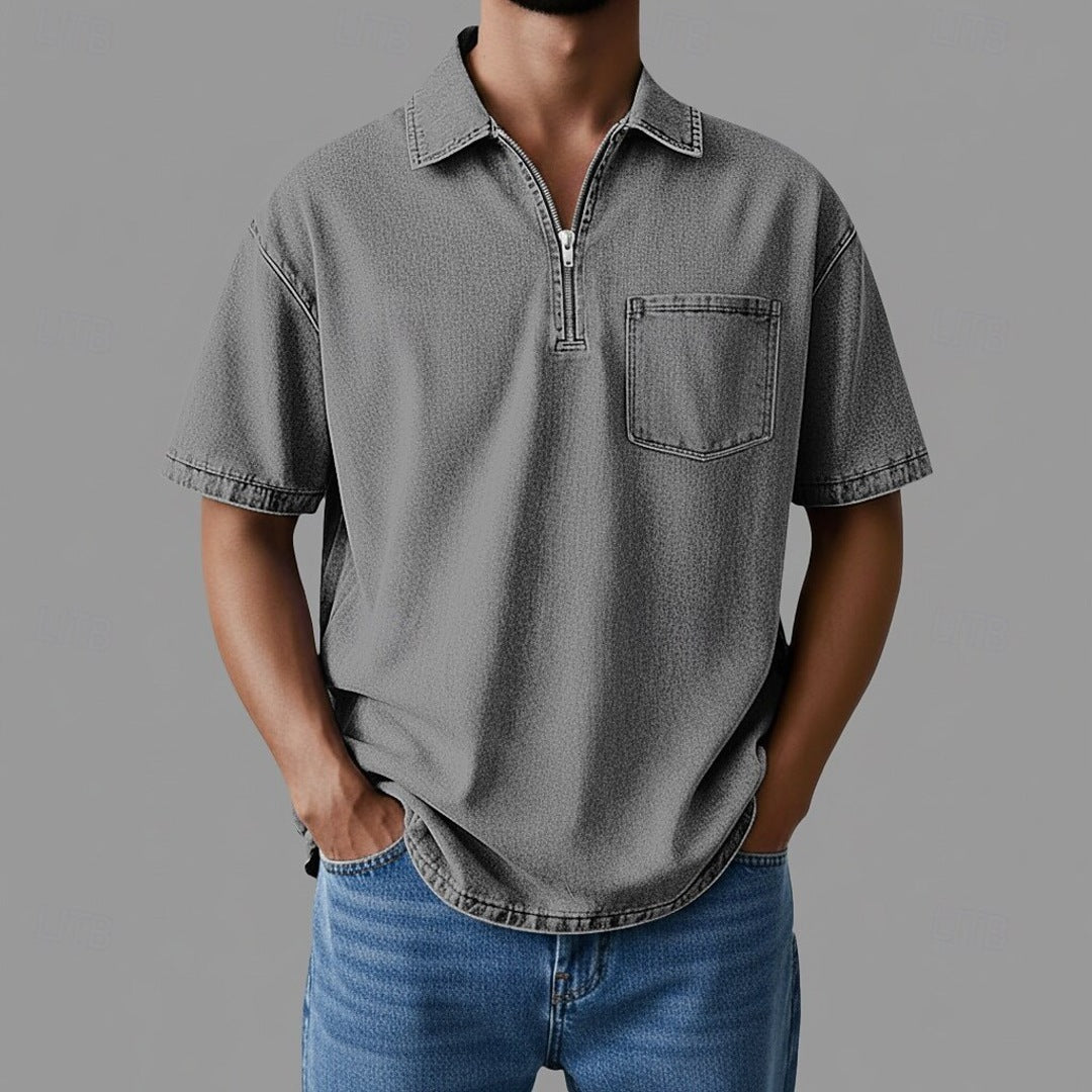 Denton Camisa de denim con cremallera