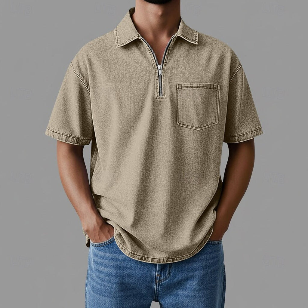 Denton Camisa de denim con cremallera