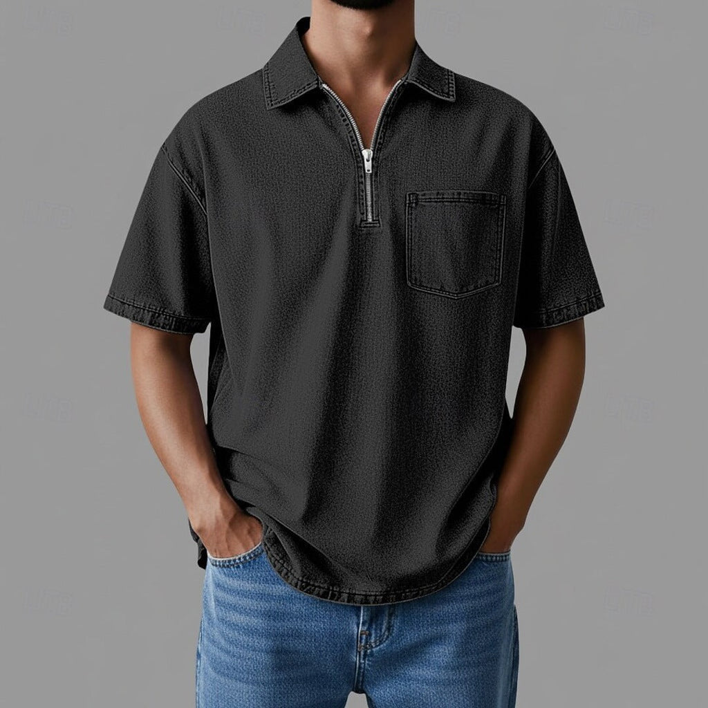 Denton Camisa de denim con cremallera