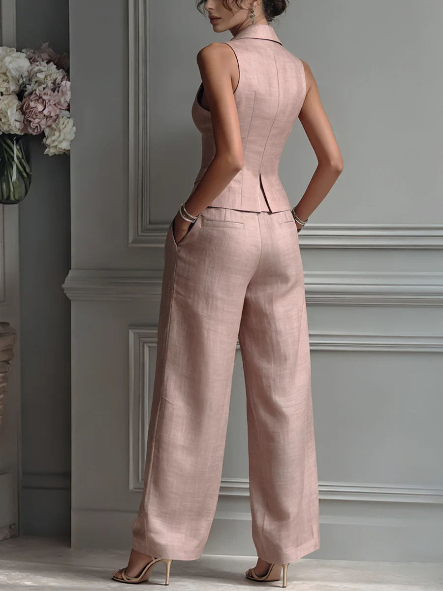 Maya - Conjunto de dos piezas para mujer con escote en V y botones