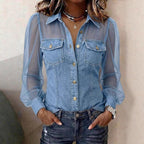 Élodie | Blusa elegante con efecto denim