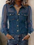 Élodie | Blusa elegante con efecto denim