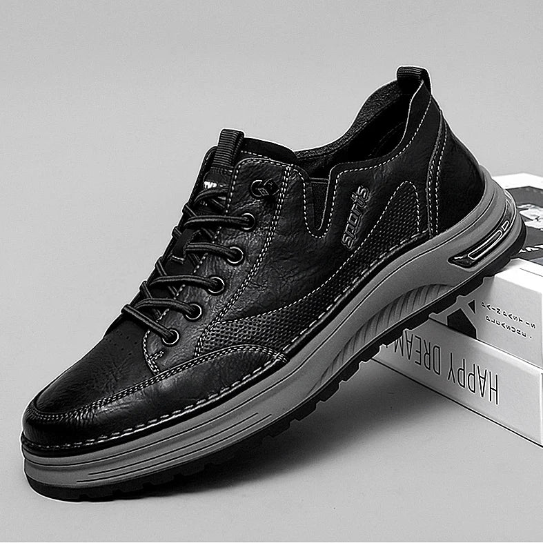 Zapatillas deportivas para hombre de alta calidad, antideslizantes, calzado de senderismo, estilo vintage, botas de montaña de cuero genuino