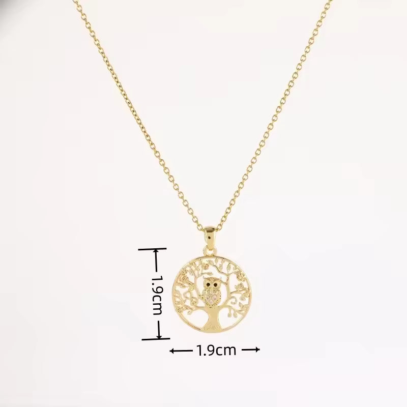Collar del Árbol de la Vida con Búho Dorado