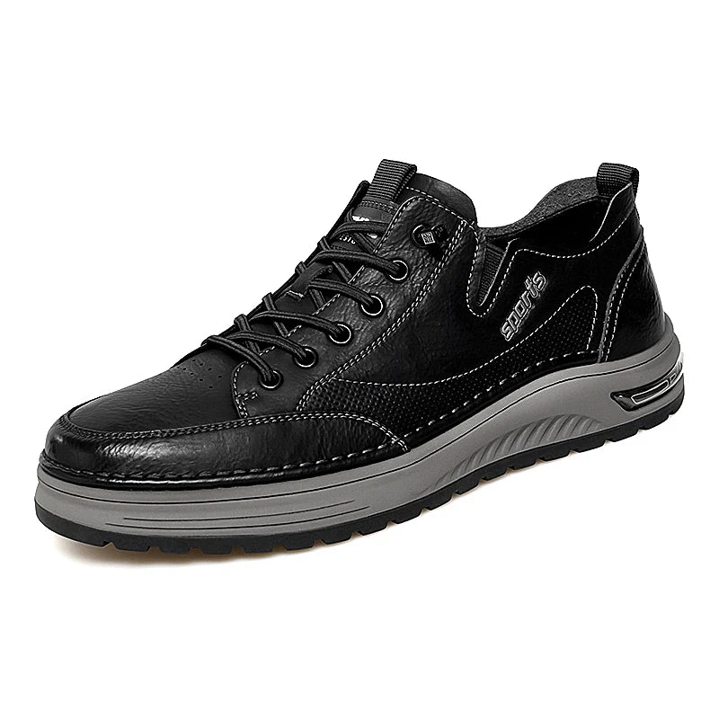 Zapatillas deportivas para hombre de alta calidad, antideslizantes, calzado de senderismo, estilo vintage, botas de montaña de cuero genuino
