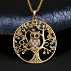 Collar del Árbol de la Vida con Búho Dorado