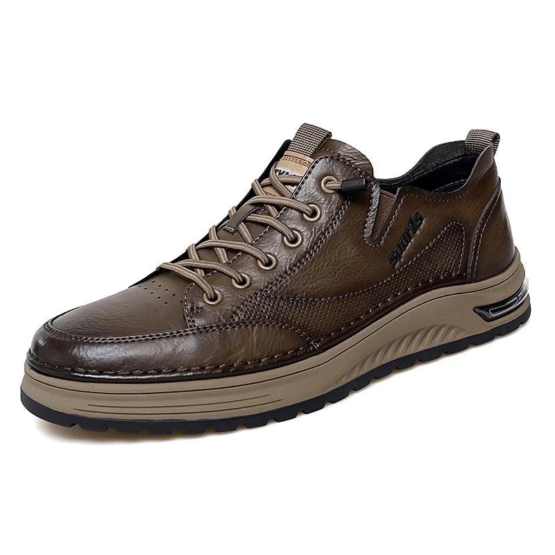 Zapatillas deportivas para hombre de alta calidad, antideslizantes, calzado de senderismo, estilo vintage, botas de montaña de cuero genuino