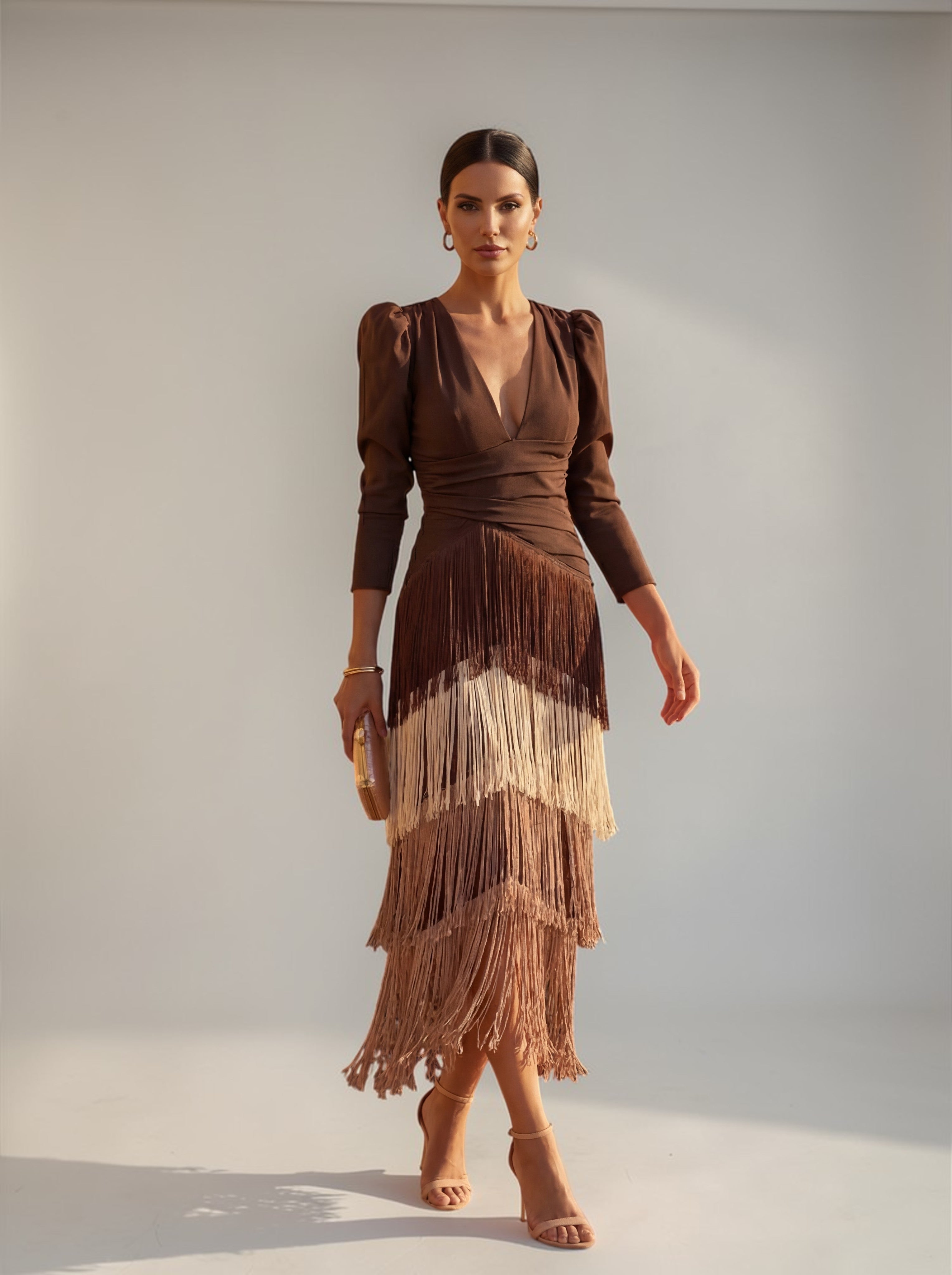 Sofía | Vestido con flecos elegante