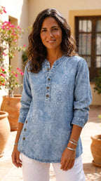 Livia – Blusa Denim Floral