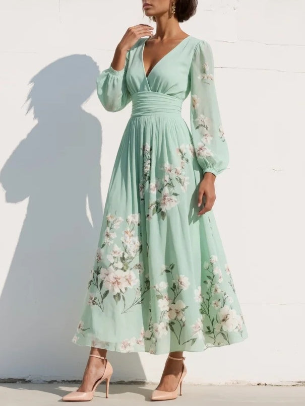 Serafina – vestido plisado con escote en V