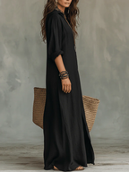 Soline | Vestido maxi holgado con escote en V y botones