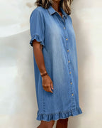 Josefina | Vestido de denim cómodo con fruncido favorecedor