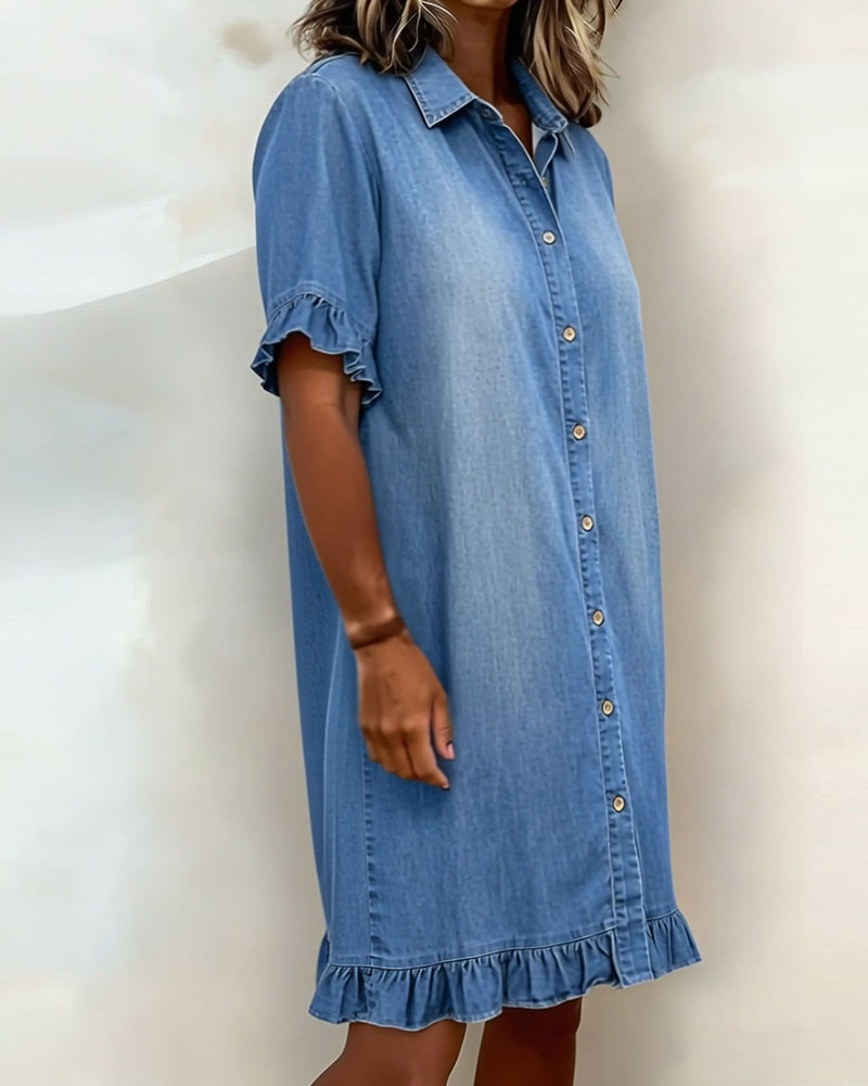 Josefina | Vestido de denim cómodo con fruncido favorecedor