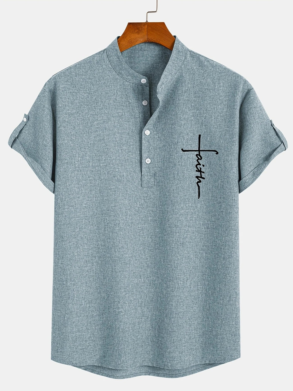 Mario™ | Camisa elegante de manga corta y cuello alto