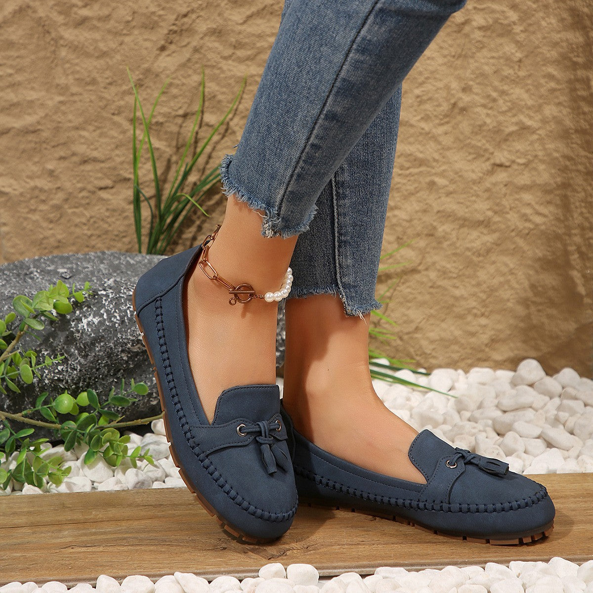 Julia - Mocasines de punta redonda para mujer