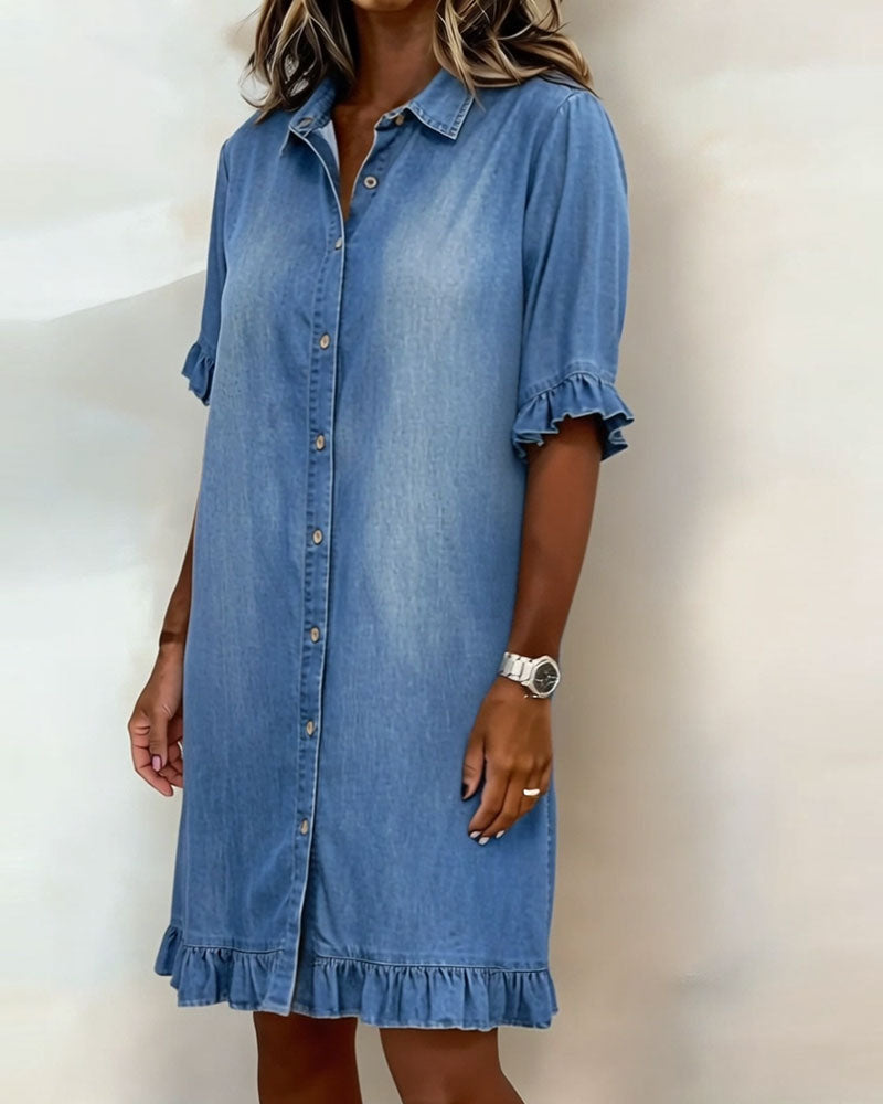 Josefina | Vestido de denim cómodo con fruncido favorecedor