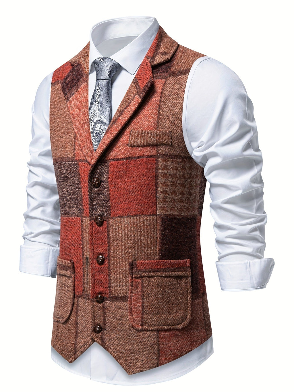 Antonio | Chaleco de tweed con patrón de espiga para hombres