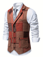 Antonio | Chaleco de tweed con patrón de espiga para hombres