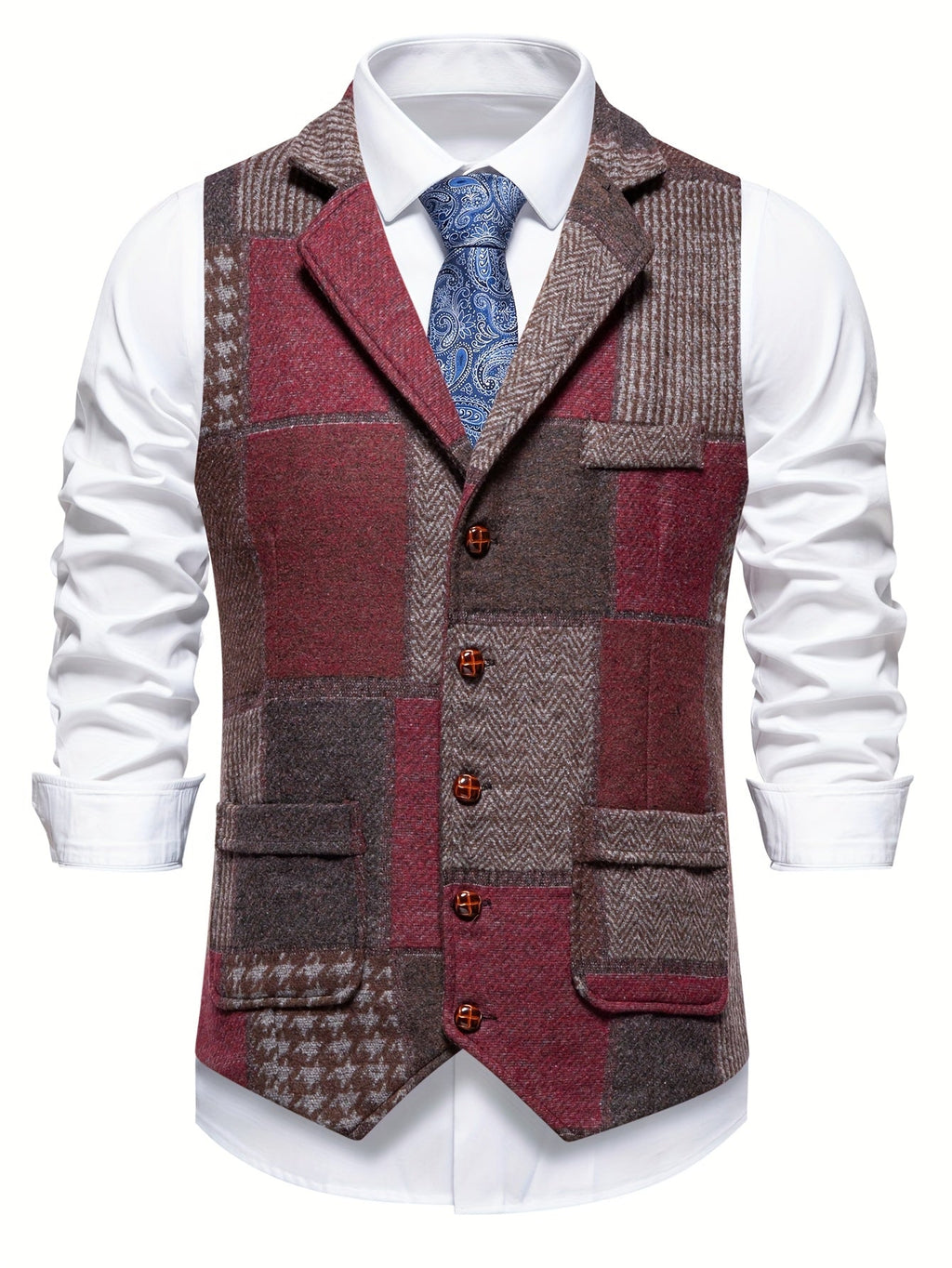 Antonio | Chaleco de tweed con patrón de espiga para hombres