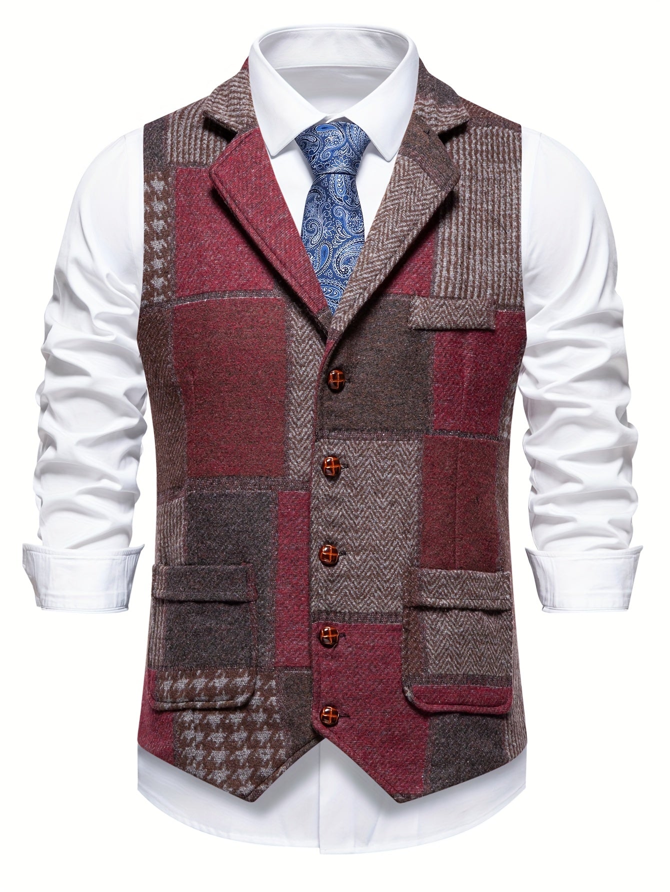 Antonio | Chaleco de tweed con patrón de espiga para hombres