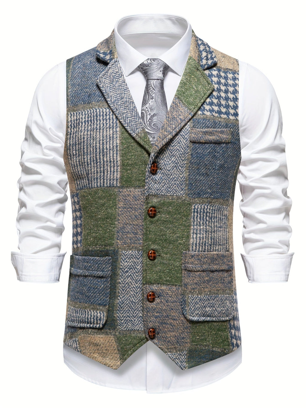Antonio | Chaleco de tweed con patrón de espiga para hombres