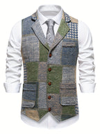 Antonio | Chaleco de tweed con patrón de espiga para hombres