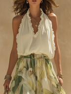 Maria | Conjunto fluido estampado de lirios elegante