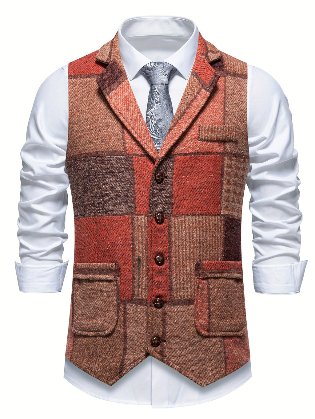 Antonio | Chaleco de tweed con patrón de espiga para hombres