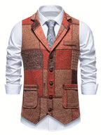 Antonio | Chaleco de tweed con patrón de espiga para hombres