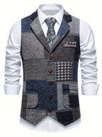 Antonio | Chaleco de tweed con patrón de espiga para hombres