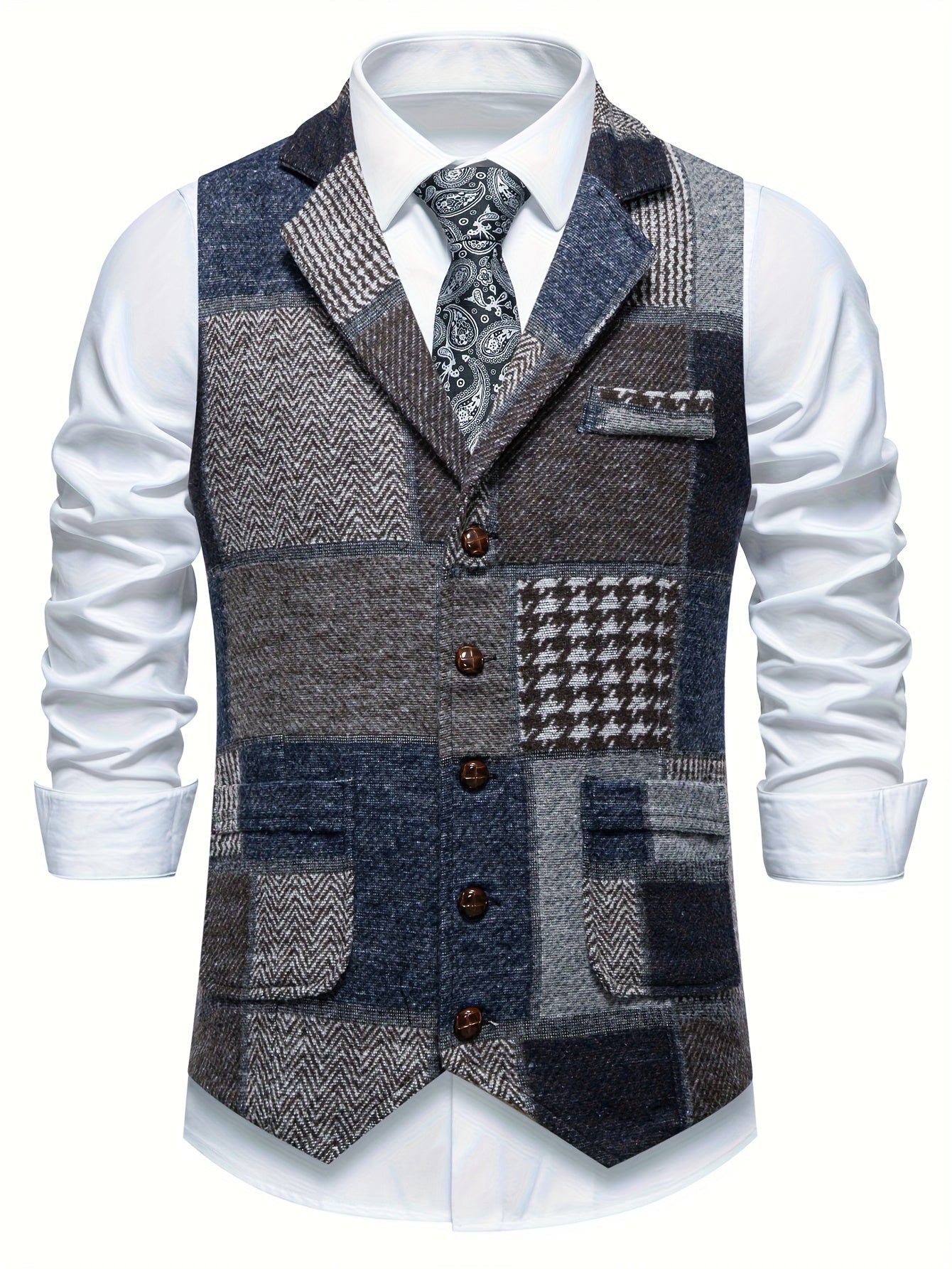 Antonio | Chaleco de tweed con patrón de espiga para hombres