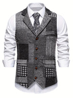 Antonio | Chaleco de tweed con patrón de espiga para hombres
