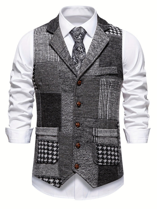 Antonio | Chaleco de tweed con patrón de espiga para hombres