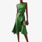 Eliana | Elegante vestido midi con corte asimétrico