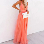 Elena | Vestido largo color coral