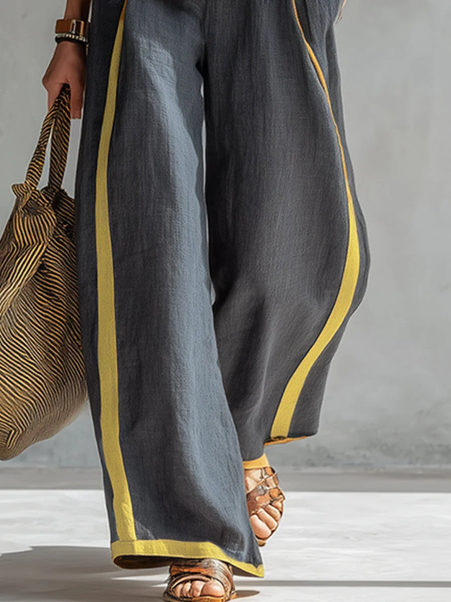 Leila - Elegante y casual conjunto de chaleco y pantalón de algodón