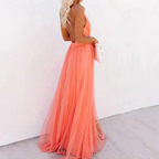 Elena | Vestido largo color coral